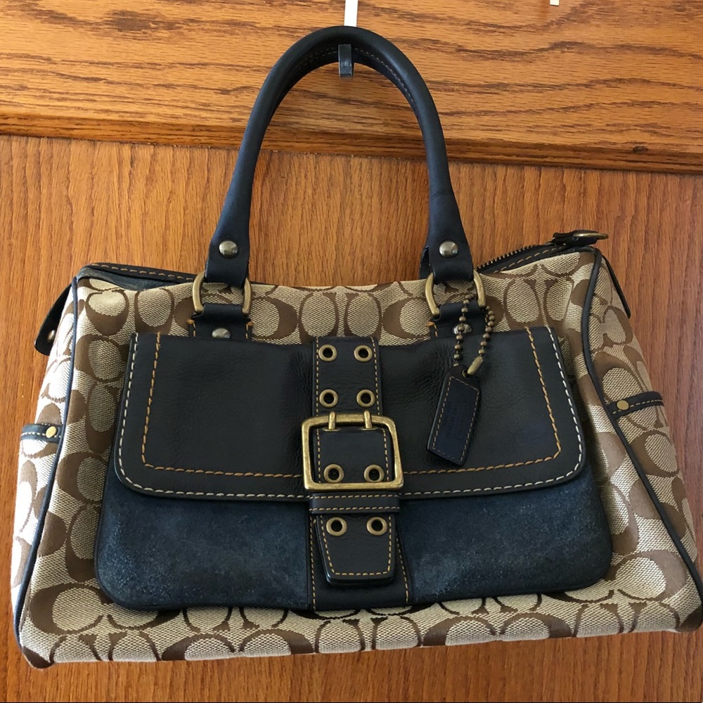 Coach Special Edition Navy Suede Satchel #5064